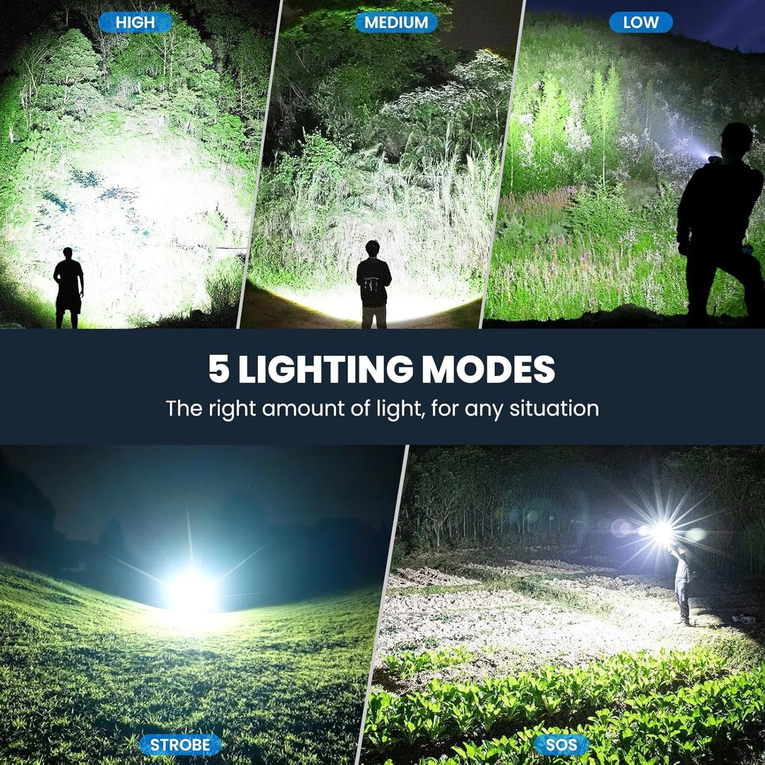 Flashlight Rechargeable 4 Packs, 99,000LM Super Bright High Lumens Flash Light, 5 Modes Adjustable Linternas, Powerful Handheld LED Flashlights for Home Camping