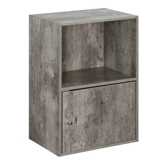 Pemberly Row Storage 1 Door Cabinet in Gray Faux Birch Wood Finish