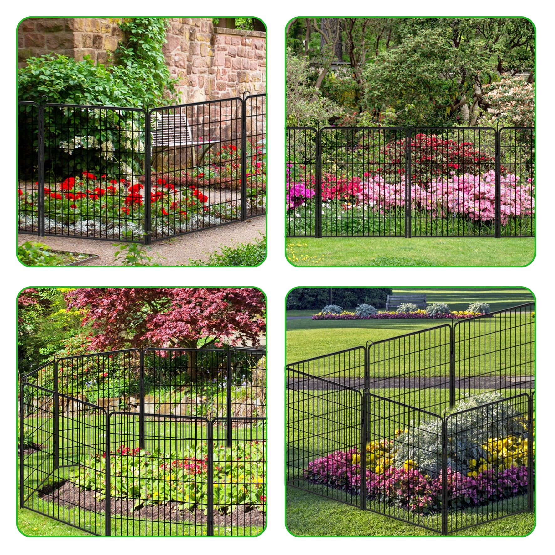 Jhsomdr Decorative Metal Garden Fence 32Ft(L) x 40in(H) 14 Panels Animal Barrier Fence No Dig Fencing for Yard Patio