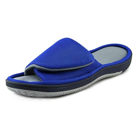 - Isotoner Two Tone Slide Men Open Toe Canvas Blue Slides Sandal