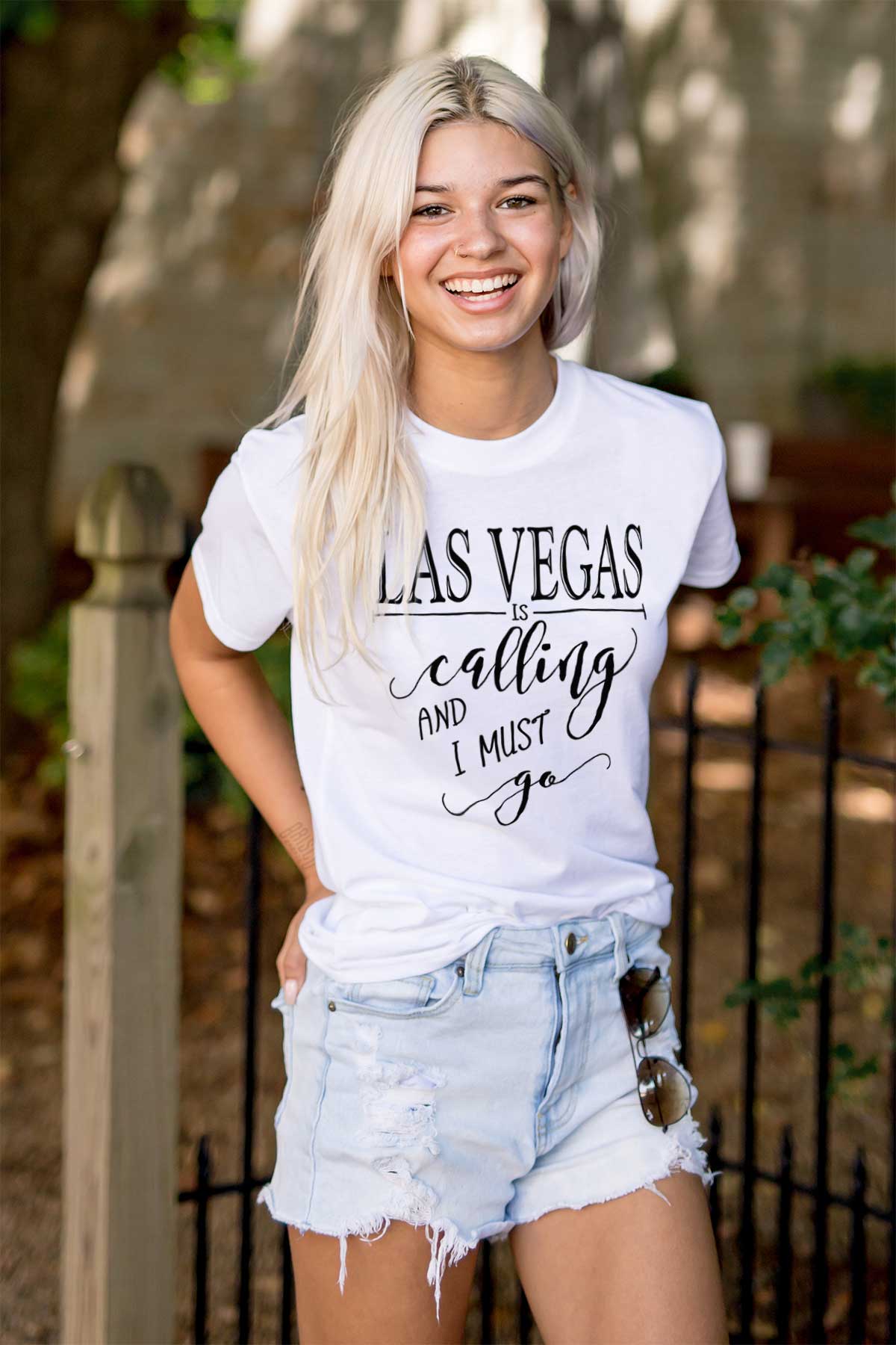 Las Vegas is Calling I Must Go Women's Graphic T Shirt Tees Brisco Brands 3X - image 3 of 5