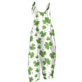 thumbnail image 4 of FrzhBrz St Patricks Day Women's Jumpsuits Lucky Shamrock Print Jumpsuit Loose Linen Cotton Palazzo Pants Rompers, 4 of 4