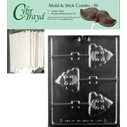 Poop Emoji Lolly Chocolate Candy Mold with 50 Cybrtrayd 4.5" Lollipop Sticks