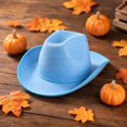 thumbnail image 5 of Halloween Classic Western Wide Brim Felt Cowboy Hat, Halloween Costume Accessory, Versatile Headwear for Western Themed Party, Role Play and Festive Gathering Blue, 5 of 8