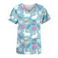 thumbnail image 4 of LSLJS Hauts à Manches Courtes Col en V pour Femmes Uniforme Easter Imprimé Poches Blouse Infirmière, Easter Blouses Médicales Femmes Grande Taille, 4 of 4