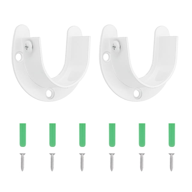Soporte de barra de armario Uxcell, 2 piezas de soporte de armario con brida en forma de U de acero inoxidable para barra de 32 mm de diámetro, blanco