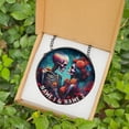 thumbnail image 4 of Lotusprinthandmade Personalized Floral Skeleton Skull Couple Stained Glass Suncatcher for Window Hanging Cir6in, romantic skeleton with floral suncatcher, 4 of 4