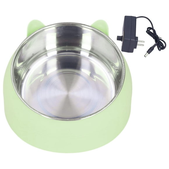 Heated Pet Bowl, Dog Cat Thermal Waterer Stainless Steel Temperature Cat Food Bowl Pet Heating Bowl Heating Cat Bowl