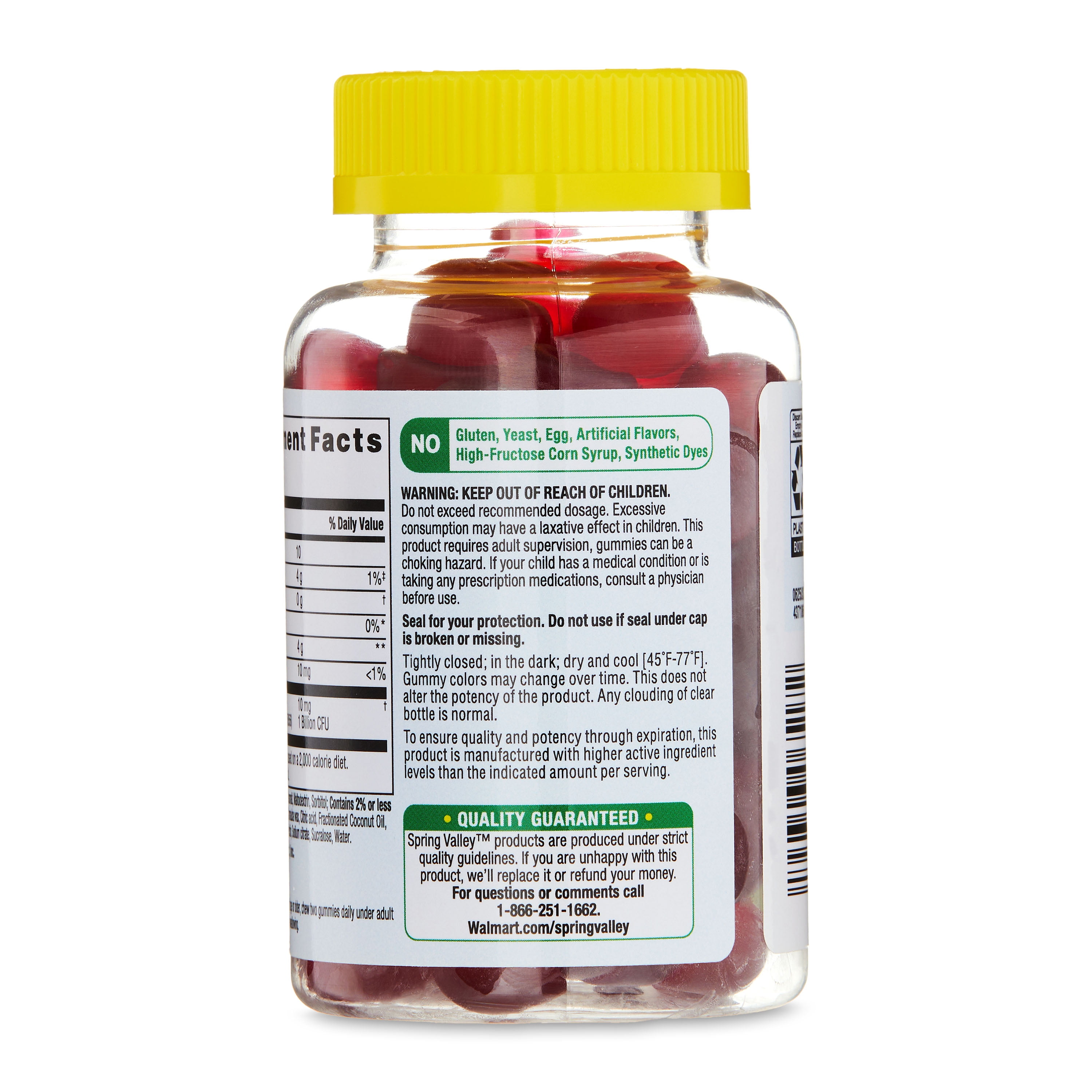 Spring Valley Zero Sugar Kid's 1 Billion CFU Probiotic Gummy, 60 Vegetarian Gummies