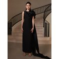 thumbnail image 2 of Vestido Formal personalizado para mujer, vestido de fiesta de noche, Jersey clásico plisado con flores, corte en A, cuello redondo, vestidos para ocasiones a medida, Mod exquisito, 2 of 5