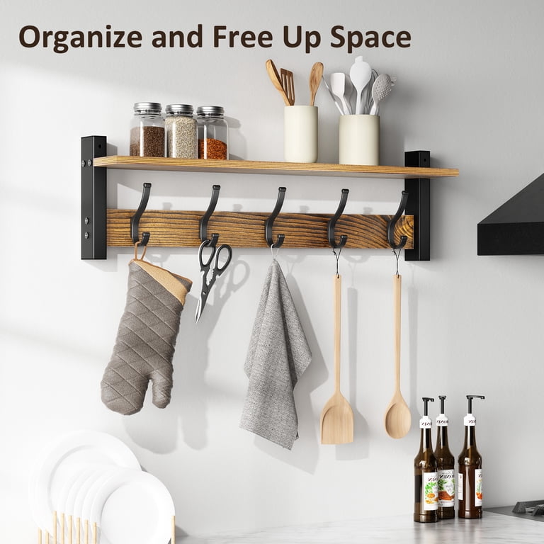 Optish 24-Inch Wall-Mounted Coat Rack with Shelf, Brown photo 2