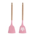 thumbnail image 1 of Los utensilios de cocina del utensilio de cocinar del silicón fijaron, manijas de madera del utensilio de cocina del silicón de 2 pedazos, 1 of 5