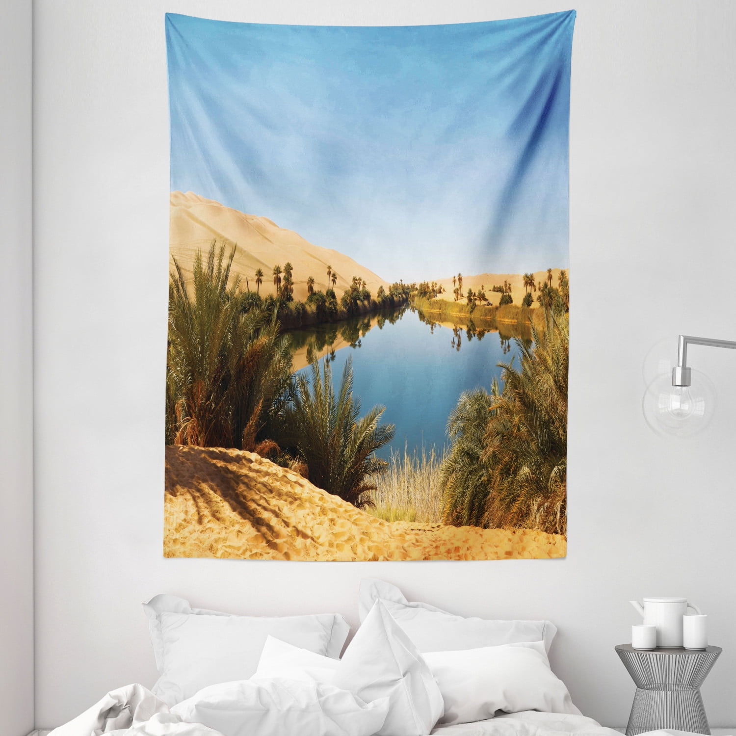 Desert Tapestry, Idyllic Oasis Awbari Sand Sea Sahara Libya Pond Lush
