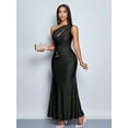 thumbnail image 4 of Trendy Tron Sleek Women's Hollow Asymmetric Neck Bodycon Maxi Dress with Metallic Accents, 4 of 51