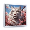thumbnail image 2 of Designart "White Tiger with Pink Florals I" Animals Framed Wall Art - Traditional White Tiger Entryway Framed Wall Art Print, 2 of 6