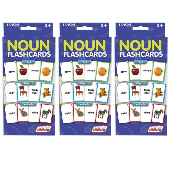 Junior Learning Nouns Flashcards, 3 Decks Per Pack, 3 Packs