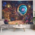 thumbnail image 3 of Gojian Forest Library Tapestry Tree Bookshelf Tapestries Wall Hanging Vintage Fantasy Fairy Treehouse Book Tapestry for Bedroom Living Room Dorm Classroom, 3 of 6