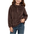 thumbnail image 2 of Xdegoge Tween Girls Fuzzy Fleece Pullover Sweater Quarter Zip Fluffy Sherpa Sweatshirt with Pockets Kids Warm Winter Outwear, Size 9-10, 2 of 6