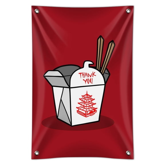 Chinese Food Takeout Box with Chopsticks Home Business Office Sign