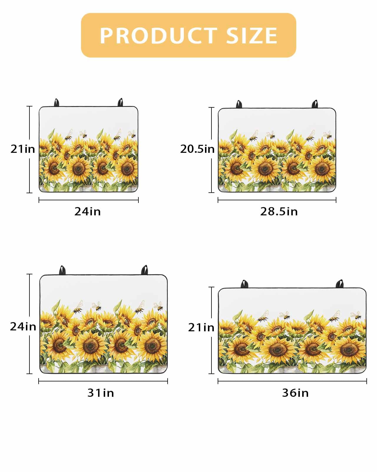nqOlkjepod Large Induction Cooktop Protector Mat 36"x21", Sunflower Bee Stove Top Covers for Electric Stove, Watercolor Yellow White Summer Spring Stove Burner Cover Mats, Glass Top Stove Cover