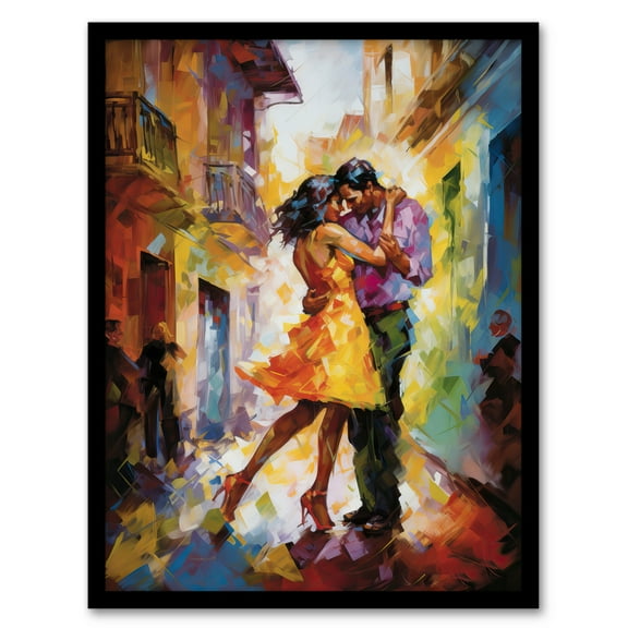 Salsa Latin Street Dance Colourful Dancing Painting Rhythm Body Energy Theatre Arts Artwork Art Print Framed Poster Wall Decor 12x16 inch