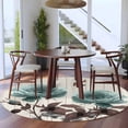 thumbnail image 4 of Teal Blue Floral Round Rugs 5ft, Vintage Rustic Botanical Beige Wooden Non Slip Washable Rug Runner, Low Pile Indoor Floor Carpet Mat Bathroom Rugs for Living Room, Bedroom, Kids Room, 4 of 9