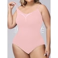 thumbnail image 3 of Bodysuit bodysuit solid colour plus size in polyamide and elastane high support knit fabric without padding women's cardigan elegant bodysuit PINK 1XL, 3 of 8