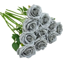 Plum Artificial Rose 10pcs Open Flower Bouquet Faux Rose Stems for Wedding Arrangement, Bridal Bouquet, Centerpiece, Fake Faux Silk Flowers