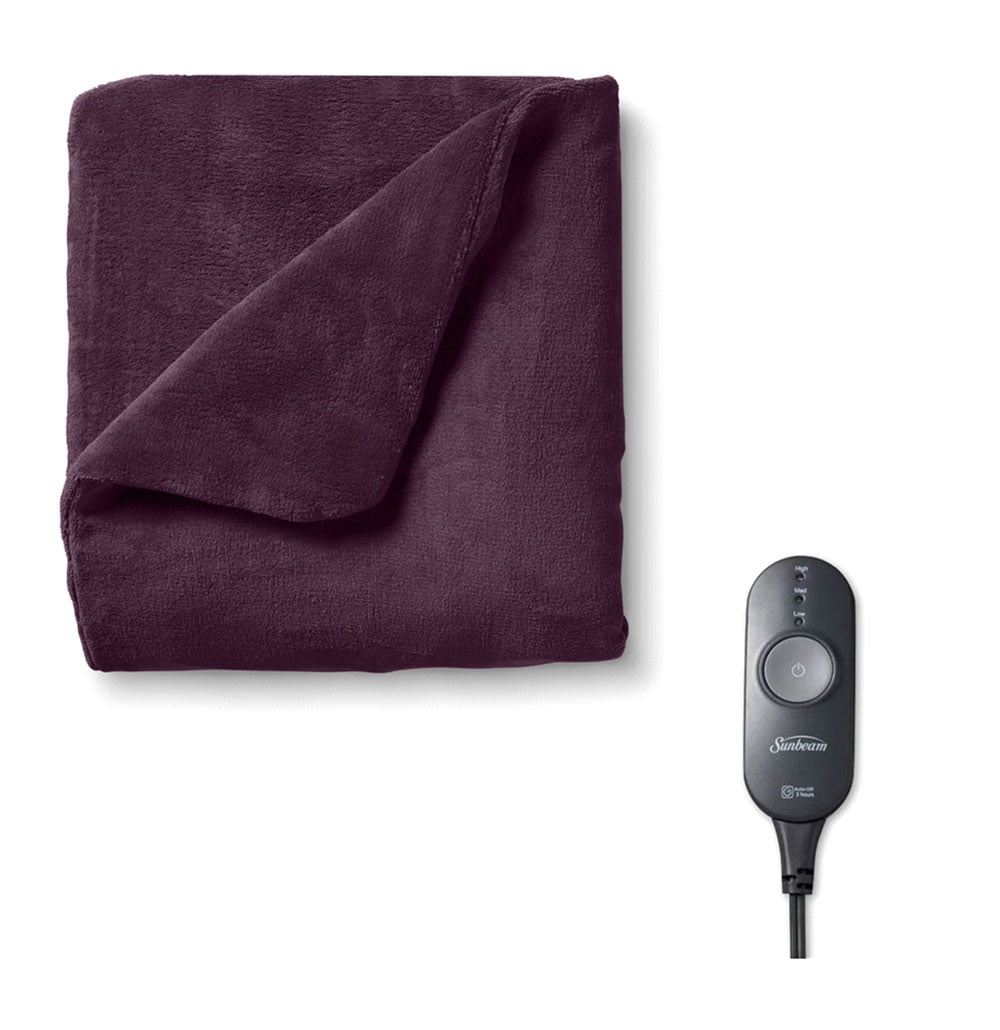 Sunbeam Microplush Comfy Toes Electric Heated Throw Blanket Foot Pocket