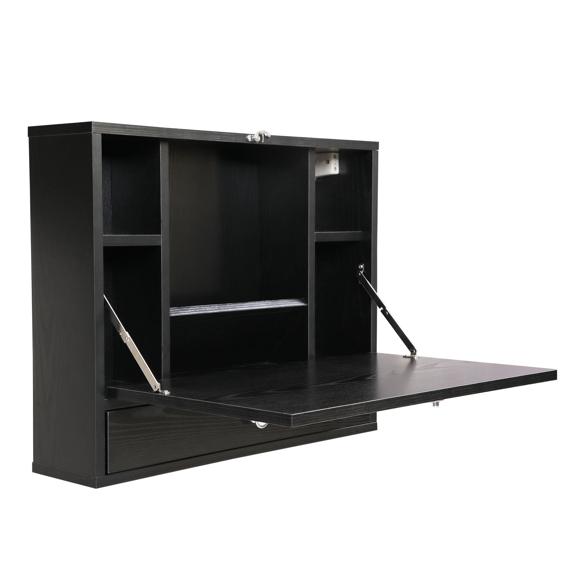 Wall Mounted Writing Computer Desk Workstation with Foldable Space Saving Design, Black