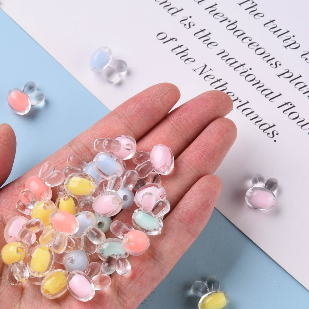 500g Transparent Acrylic Beads Bead in Bead Rabbit Mixed Color 15.5x12x9.5mm Hole: 2mm 480pcs/500g