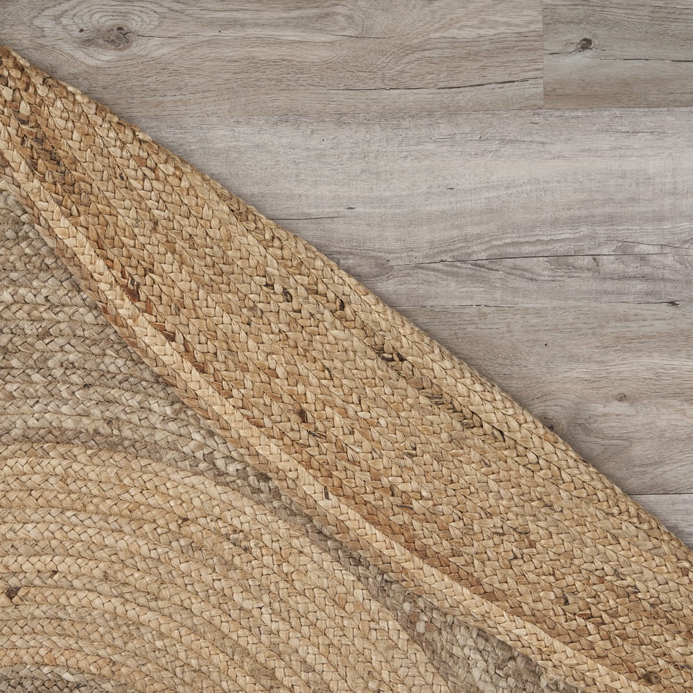 Woven Paths Toned Braided Natural Jute Area Rug