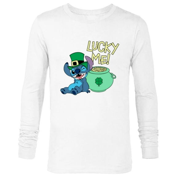 Disney Lilo & Stitch Lucky Me Stitch St Patrick’s Day - Long Sleeve T-Shirt for Men - Customized-White