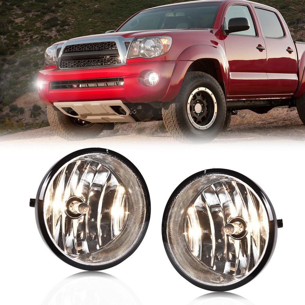 PIT66 Pair Bumper Fog Lights Fit for 2005-2011 Toyota Tacoma/2004-2006 Solara/2008-2015 Sequoia/2007-2013 Tundra Fog Lamps w/Bulb/Switch Smoke Lens