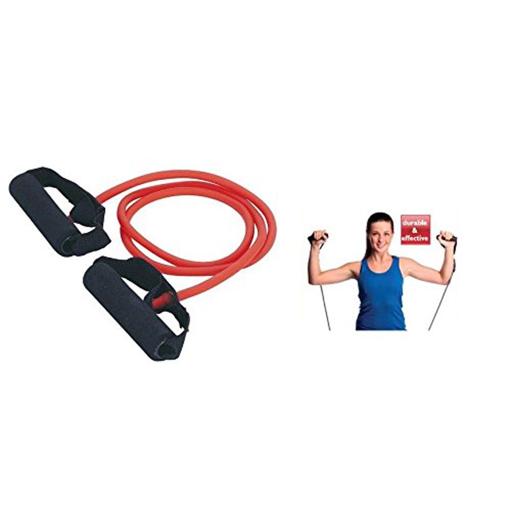 Health & Fitness Medium Resistance Tube With Foam Handles Exercise