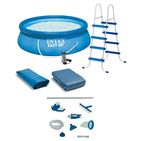INTEX Easy-Set 15’ x 48’ Round Inflatable Outdoor Above-Ground Pool