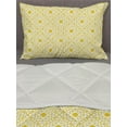 thumbnail image 3 of Art Deco Comforter & Sham Bedding Set, Four-leaf Clover Inspired Grunge Brick Printed Texture of Symmetric Motif, 3 pcs Duvet Set Microfiber Filling Quilt, 5 Sizes, Yellow and White, by Ambesonne, 3 of 4