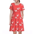 thumbnail image 1 of Easygdp Cartoon Rooster para Vestido Transpirable de Mujer, Vestido Suelto de Manga Corta con Pliegues y Bolsillos para el Verano, 1 of 6