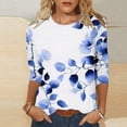 thumbnail image 2 of Shirts for Women 2026 Summer 3/4 Length Sleeve Womens Tops Dressy Casual Pleated Blouses V Neck Tee Shirts S-3XL, 2 of 5