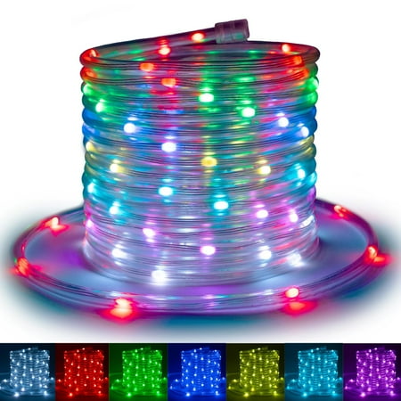 West Ivory 33ft LED Rope Light, Dynamic Color-Changing - 3-Wire, Clear Flexibility, Perfect for Indoor/Outdoor Ambiance, Ideal for Home Decor, Parties, and Landscape Lighting