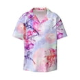 thumbnail image 5 of PAYOHTO Watercolor Flowers Pink Mens Hawaiian Casual Short-sleeved Shirt Tropical Summer Beach Button Down Shirts, 5 of 7