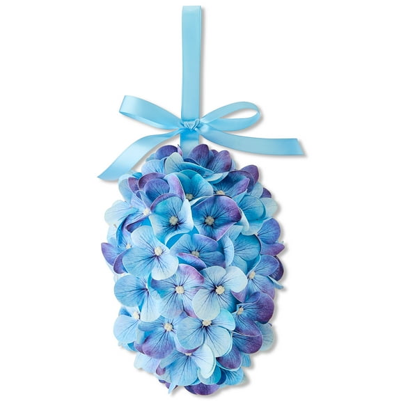 Hydrangea Egg Hanging Decoration, Blue, 7", Easter by Way To Celebrate