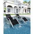 thumbnail image 1 of GloryStar Ensemble de 3 Chaises de Piscine Inclinables d'Extérieur, Chaises Longues en Osier avec Dossiers Réglables, Coussins Imperméables, Tables d'Appoint et Porte-Gobelets, 1 of 7