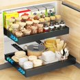 thumbnail image 2 of Godboat Pull Out Cabinet Organizer, Slide Out Drawers for Kitchen Cabinets, (12.4"-20.4"W) Expandable Drawer Organizer for Pots and Pans, Self-Adhesive Under Sink Organizer without Screws, Black, 2 of 12