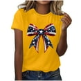 thumbnail image 4 of Blczomt Short Sleeve Spring Tops for Women Crew Neck Independence Day T Shirt Yellow 2025 American Flag Casual Shirts Women, 4 of 4