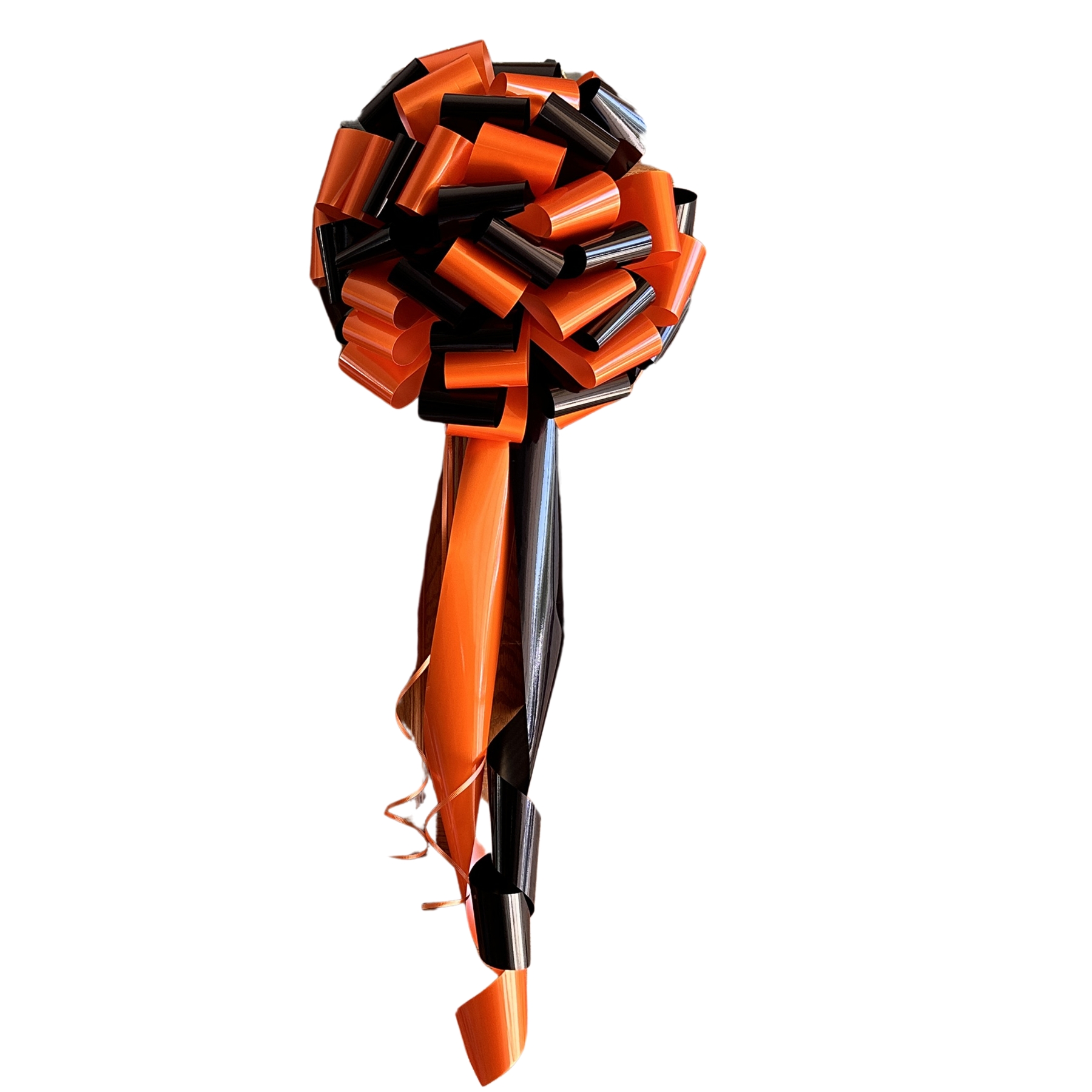 Large Car Bow, 16" Wide - Orange & Black, Halloween, Gift Bow