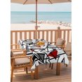 thumbnail image 2 of Outdoor Tablecloths with Umbrella Hole & Zipper, Red Black Geometric Rectangle Tablecloth 60x120 Inch, Abstract Art Modern Line Waterproof Table Cloth, Patio/Pool/Picnic Table Covers, 2 of 8