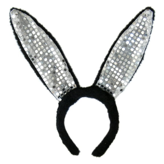 SeasonsTrading Black Plush Sequin Bunny Ears Costume Dress Up