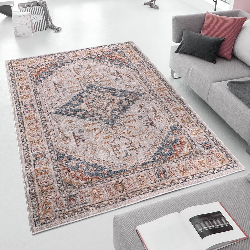 MAYEERTY 8'x10' Vintage Medallion Woven Area Rug for Living Room Bedroom