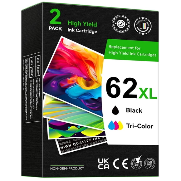 Paquete combinado de cartuchos de tinta InkPlore 62XL en negro y color